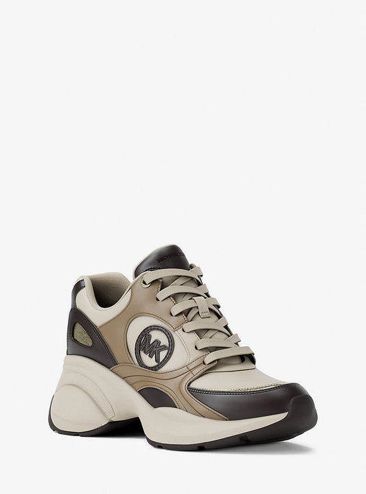 Zapatilla Zuma de piel y malla