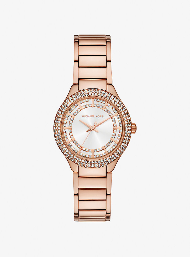 Reloj Sylvia mini en tono dorado rosa con incrustaciones