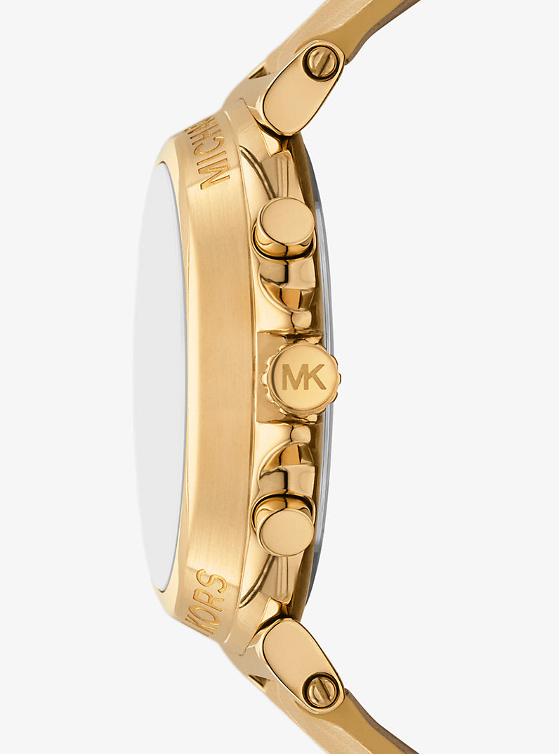 Reloj Maren en tono dorado con correa de piel con motivo de cocodrilo en relieve